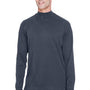 Devon & Jones Mens Sueded Jersey Long Sleeve Mock Neck T-Shirt - Navy Blue