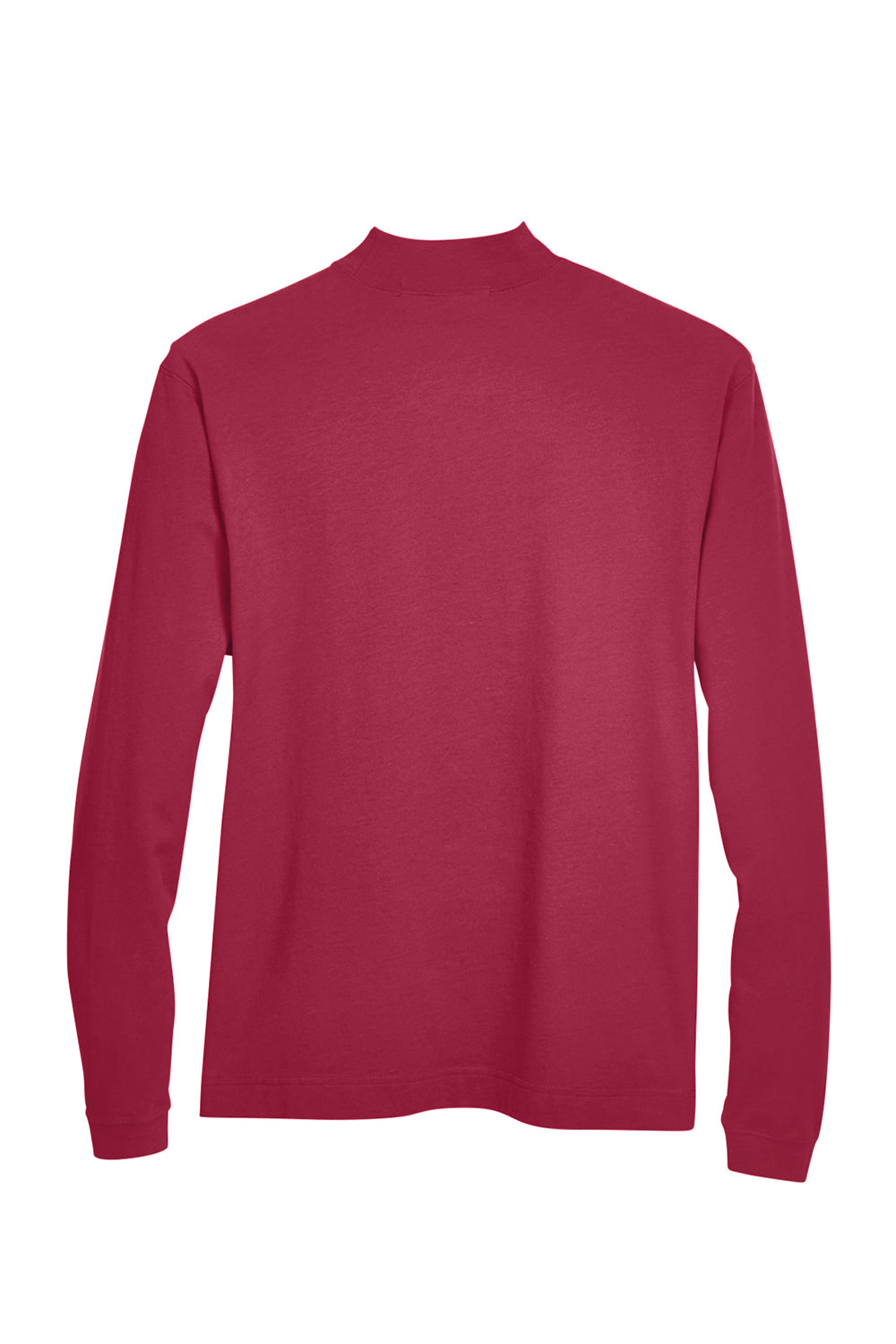 Devon & Jones D420 Mens Sueded Jersey Long Sleeve Mock Neck T-Shirt Crimson Red Flat Back