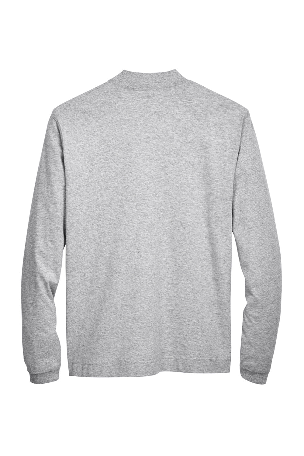 Devon & Jones D420 Mens Sueded Jersey Long Sleeve Mock Neck T-Shirt Heather Grey Flat Back