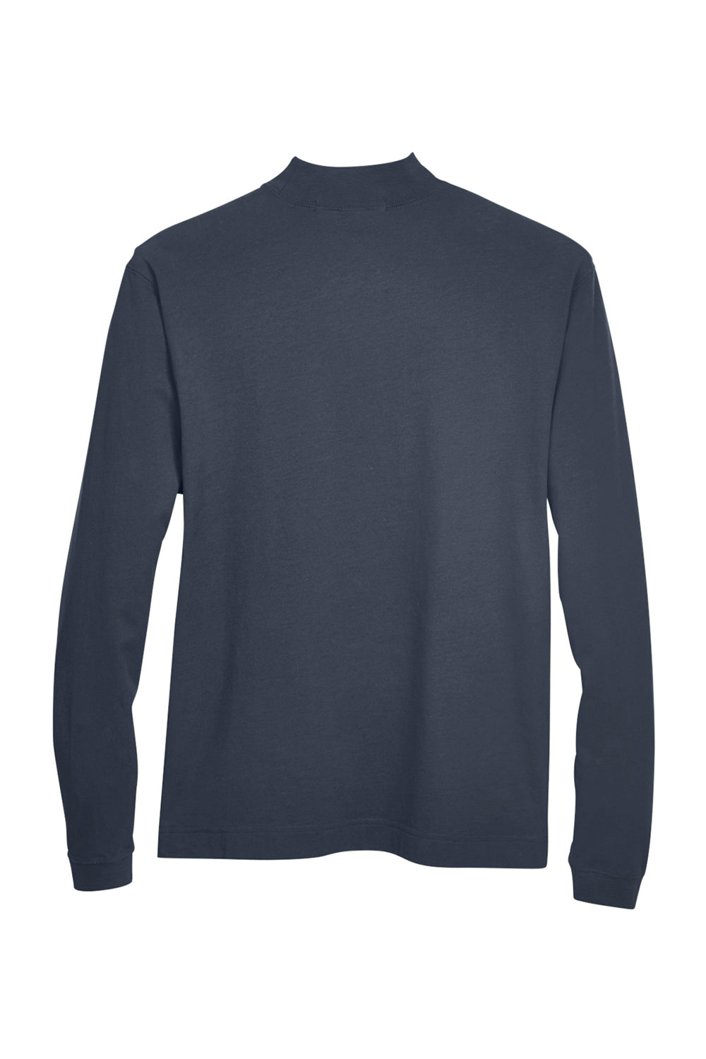 Devon & Jones D420 Mens Sueded Jersey Long Sleeve Mock Neck T-Shirt Navy Blue Flat Back