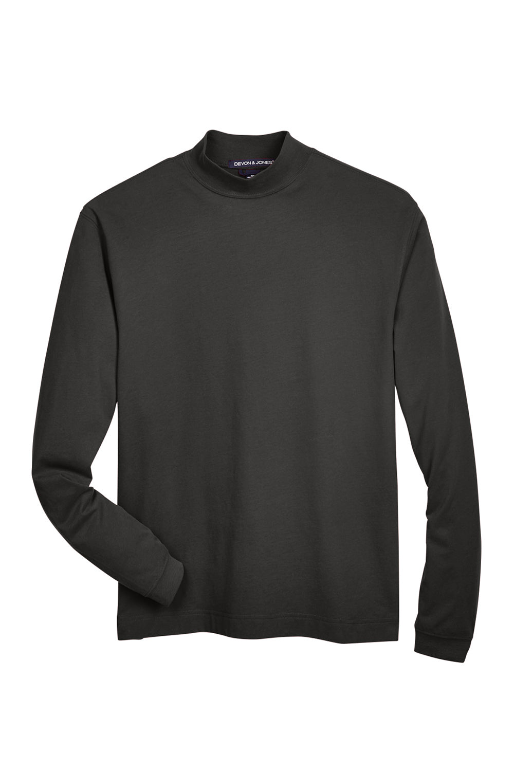 Devon & Jones D420 Mens Sueded Jersey Long Sleeve Mock Neck T-Shirt Black Flat Front