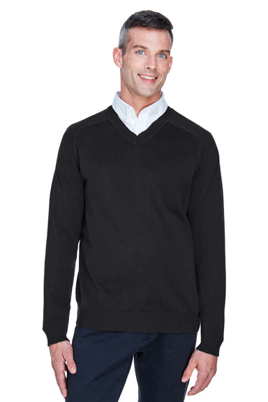 Devon & Jones D475 Mens Wrinkle Resistant V-Neck Sweater Black Model Front