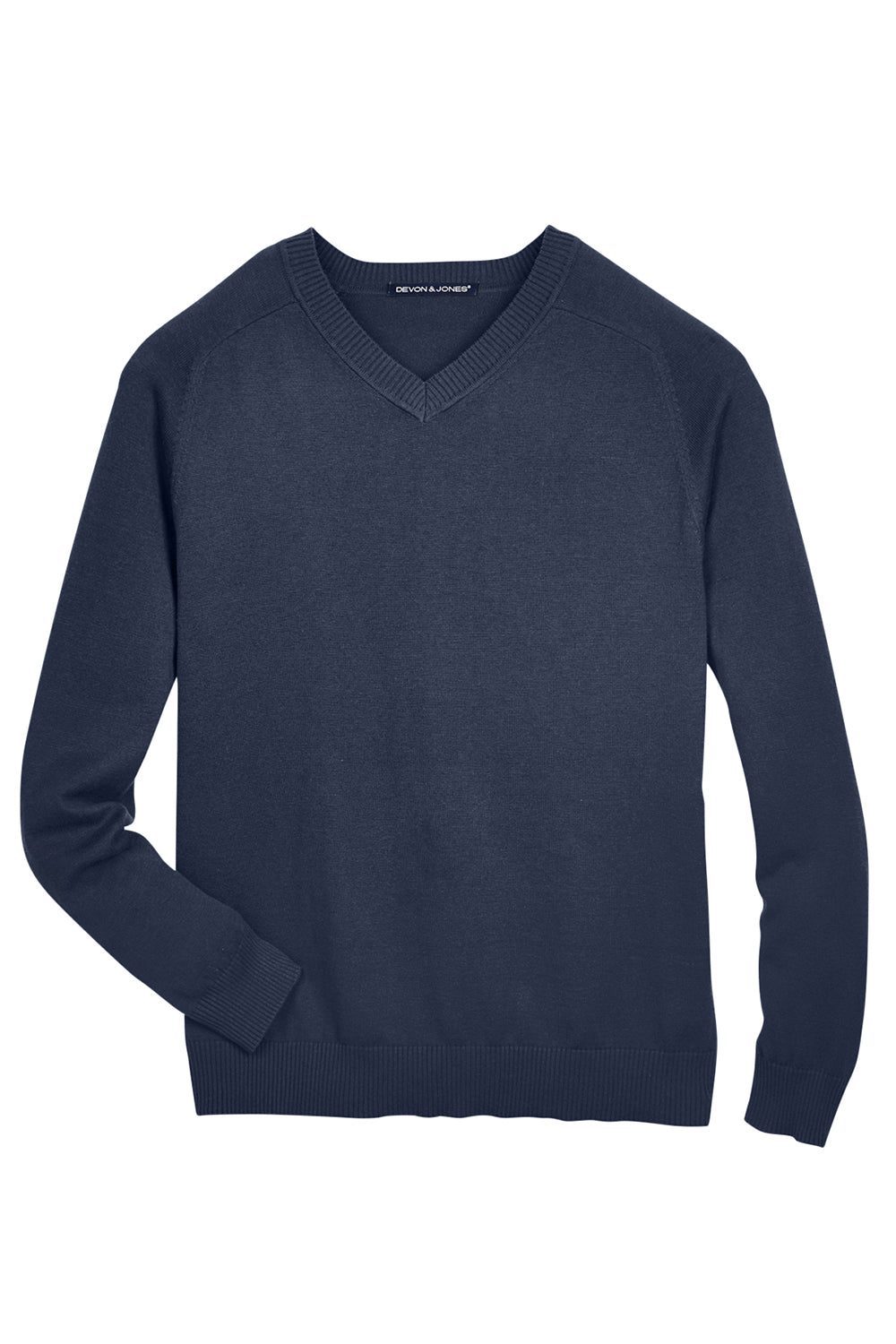 Devon & Jones D475 Mens Wrinkle Resistant V-Neck Sweater Navy Blue Flat Front