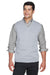 Devon & Jones D477 Mens Wrinkle Resistant V-Neck Sweater Vest Heather Grey Model Front