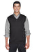 Devon & Jones D477 Mens Wrinkle Resistant V-Neck Sweater Vest Black Model Front