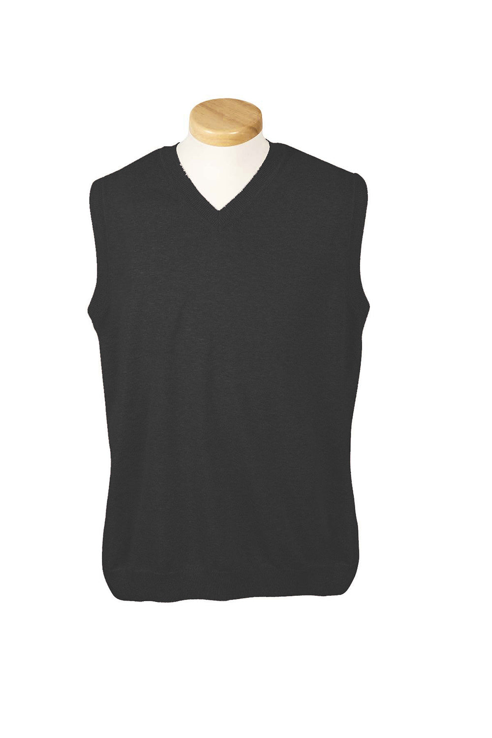 Devon & Jones D477 Mens Wrinkle Resistant V-Neck Sweater Vest Black Flat Front