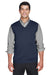 Devon & Jones D477 Mens Wrinkle Resistant V-Neck Sweater Vest Navy Blue Model Front