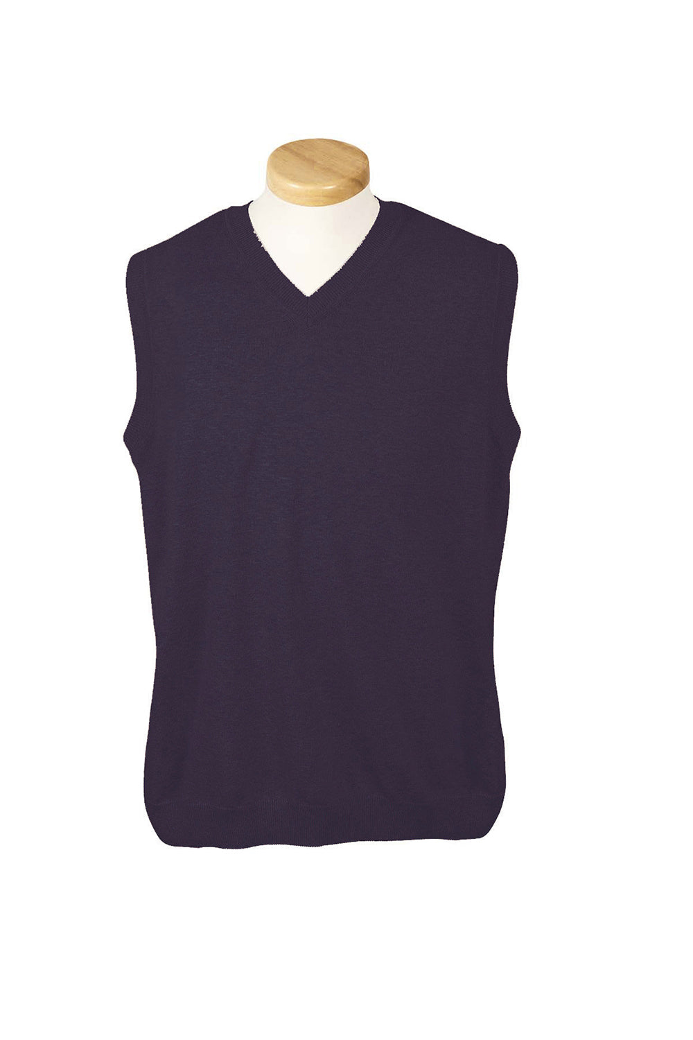 Devon & Jones D477 Mens Wrinkle Resistant V-Neck Sweater Vest Navy Blue Flat Front