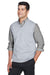 Devon & Jones D477 Mens Wrinkle Resistant V-Neck Sweater Vest Heather Grey Model 3q