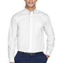 Devon & Jones Mens Crown Woven Collection Wrinkle Resistant Long Sleeve Button Down Shirt w/ Pocket - White