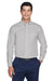 Devon & Jones D620/D620T Mens Crown Woven Collection Wrinkle Resistant Long Sleeve Button Down Shirt w/ Pocket Silver Grey Model Front