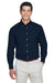 Devon & Jones D620/D620T Mens Crown Woven Collection Wrinkle Resistant Long Sleeve Button Down Shirt w/ Pocket Navy Blue Model Front