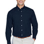 Devon & Jones Mens Crown Woven Collection Wrinkle Resistant Long Sleeve Button Down Shirt w/ Pocket - Navy Blue