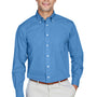 Devon & Jones Mens Crown Woven Collection Wrinkle Resistant Long Sleeve Button Down Shirt w/ Pocket - French Blue