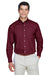 Devon & Jones D620/D620T Mens Crown Woven Collection Wrinkle Resistant Long Sleeve Button Down Shirt w/ Pocket Burgundy Model Front