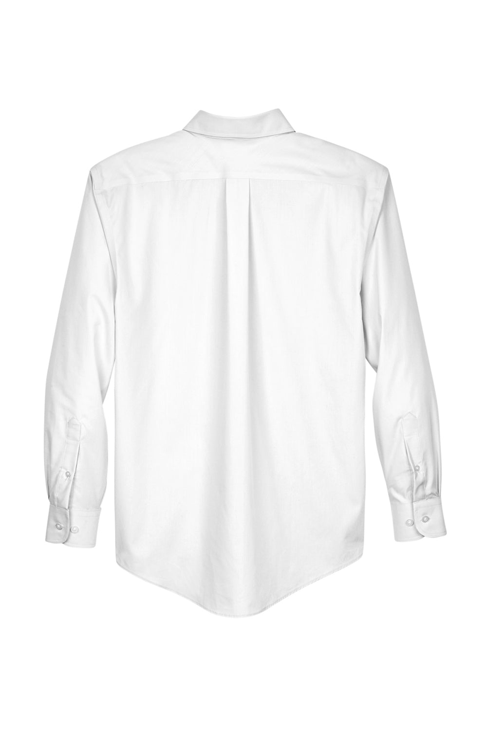 Devon & Jones D620/D620T Mens Crown Woven Collection Wrinkle Resistant Long Sleeve Button Down Shirt w/ Pocket White Flat Back