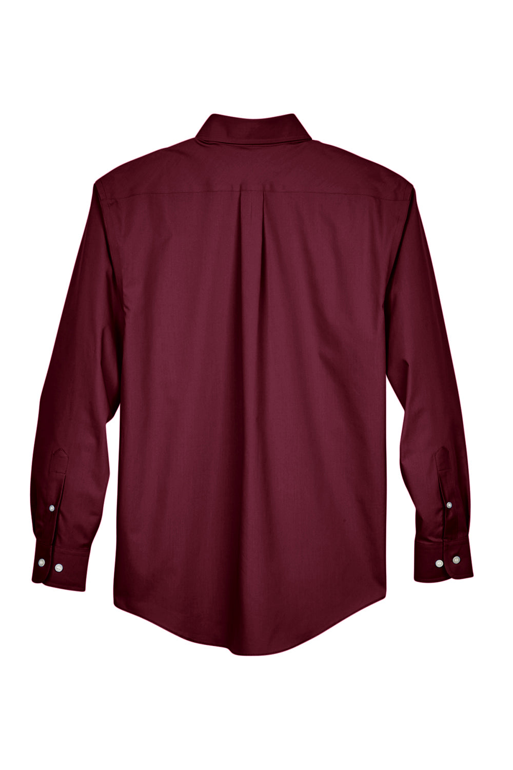 Devon & Jones D620/D620T Mens Crown Woven Collection Wrinkle Resistant Long Sleeve Button Down Shirt w/ Pocket Burgundy Flat Back