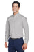 Devon & Jones D620/D620T Mens Crown Woven Collection Wrinkle Resistant Long Sleeve Button Down Shirt w/ Pocket Silver Grey Model 3q