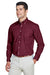 Devon & Jones D620/D620T Mens Crown Woven Collection Wrinkle Resistant Long Sleeve Button Down Shirt w/ Pocket Burgundy Model 3q