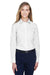 Devon & Jones D620W Womens Crown Woven Collection Wrinkle Resistant Long Sleeve Button Down Shirt White Model Front