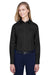 Devon & Jones D620W Womens Crown Woven Collection Wrinkle Resistant Long Sleeve Button Down Shirt Black Model Front