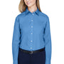 Devon & Jones Womens Crown Woven Collection Wrinkle Resistant Long Sleeve Button Down Shirt - French Blue