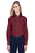 Devon & Jones D620W Womens Crown Woven Collection Wrinkle Resistant Long Sleeve Button Down Shirt Burgundy Model Front