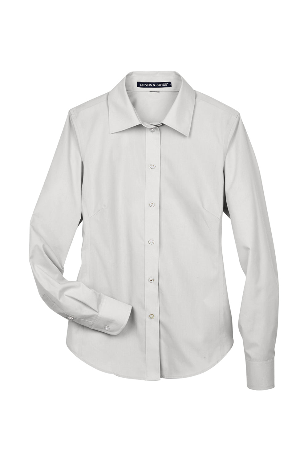 Devon & Jones D620W Womens Crown Woven Collection Wrinkle Resistant Long Sleeve Button Down Shirt Silver Grey Flat Front