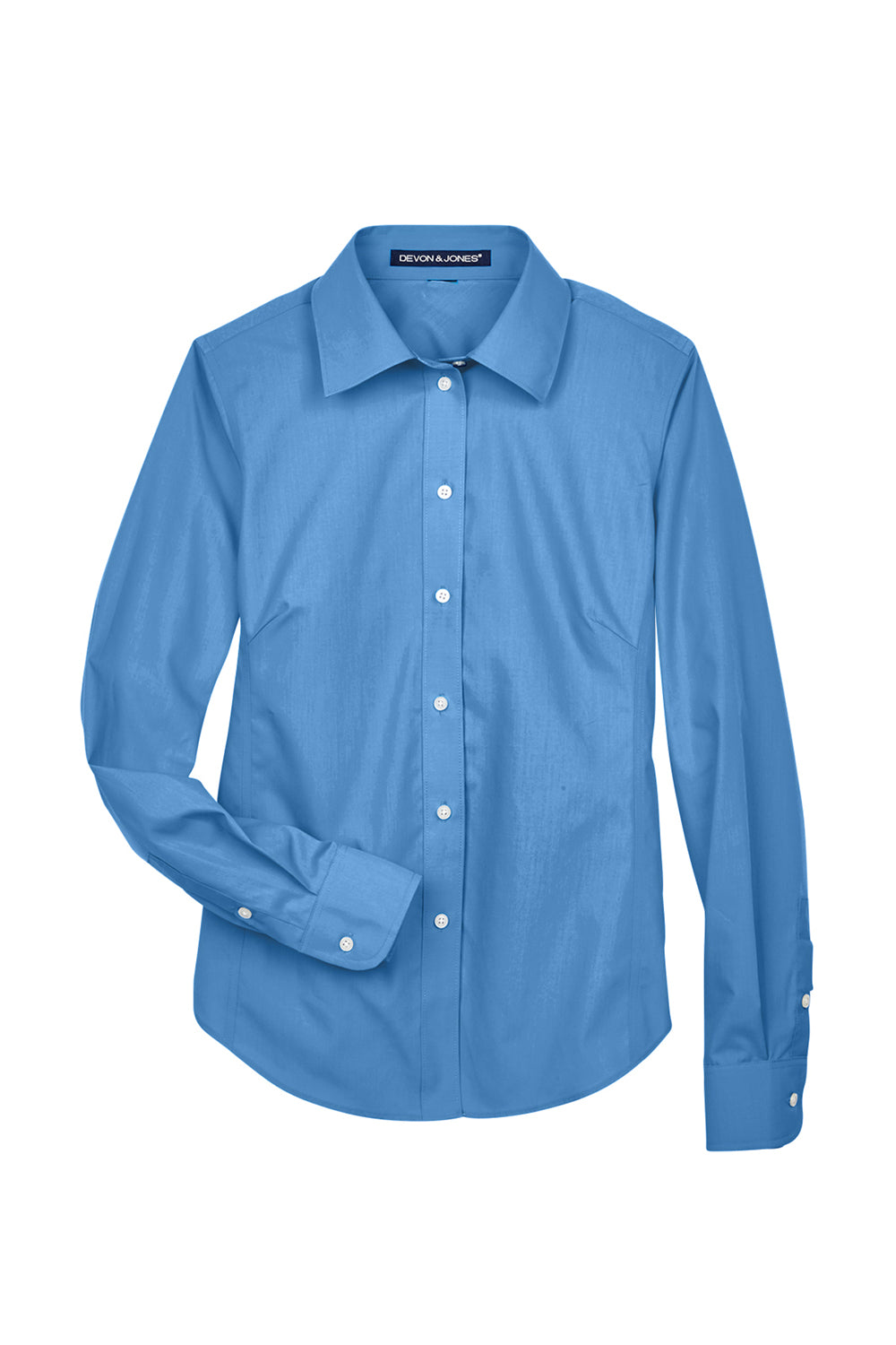 Devon & Jones D620W Womens Crown Woven Collection Wrinkle Resistant Long Sleeve Button Down Shirt French Blue Flat Front