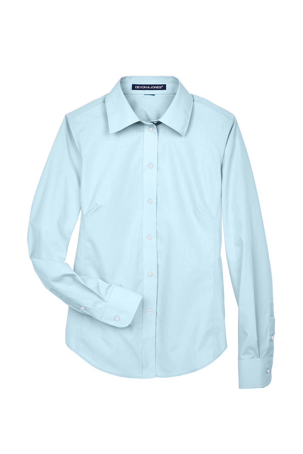 Devon & Jones D620W Womens Crown Woven Collection Wrinkle Resistant Long Sleeve Button Down Shirt Crystal Blue Flat Front