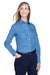 Devon & Jones D620W Womens Crown Woven Collection Wrinkle Resistant Long Sleeve Button Down Shirt French Blue Model 3q