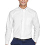 Devon & Jones Mens Crown Woven Collection Wrinkle Resistant Long Sleeve Button Down Shirt w/ Pocket - White