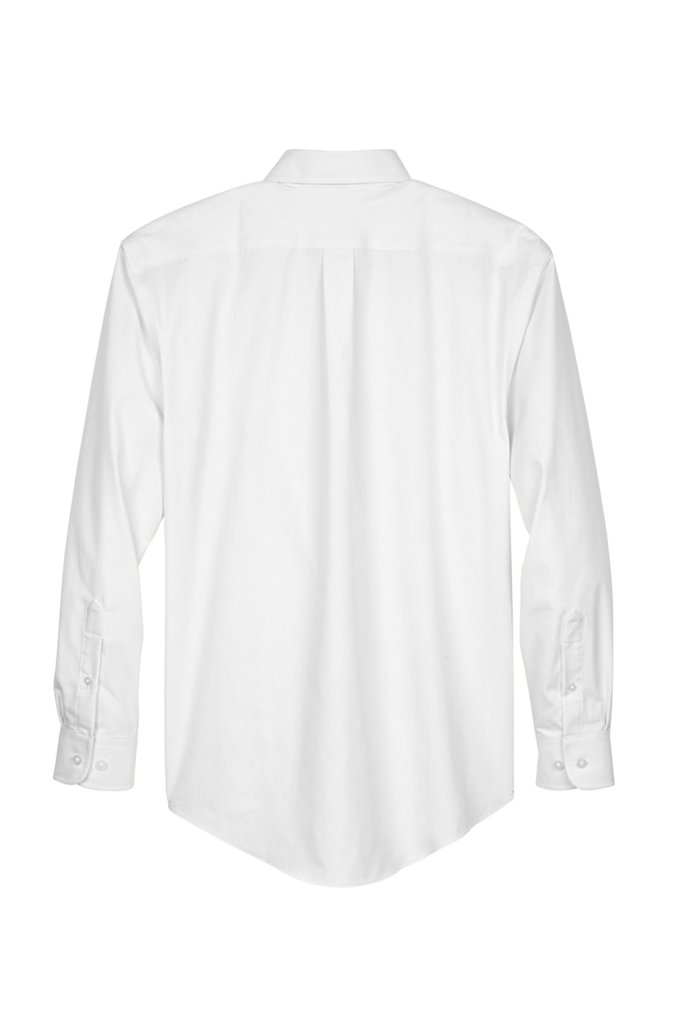 Devon & Jones D630 Mens Crown Woven Collection Wrinkle Resistant Long Sleeve Button Down Shirt w/ Pocket White Flat Back