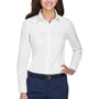 Devon & Jones Womens Crown Woven Collection Wrinkle Resistant Long Sleeve Button Down Shirt - White