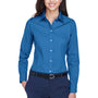 Devon & Jones Womens Crown Woven Collection Wrinkle Resistant Long Sleeve Button Down Shirt - French Blue