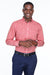 Devon & Jones D640 Mens Crown Woven Collection Wrinkle Resistant Long Sleeve Button Down Shirt w/ Pocket Red Model Front