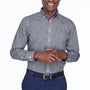 Devon & Jones Mens Crown Woven Collection Wrinkle Resistant Long Sleeve Button Down Shirt w/ Pocket - Navy Blue