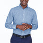 Devon & Jones Mens Crown Woven Collection Wrinkle Resistant Long Sleeve Button Down Shirt w/ Pocket - French Blue