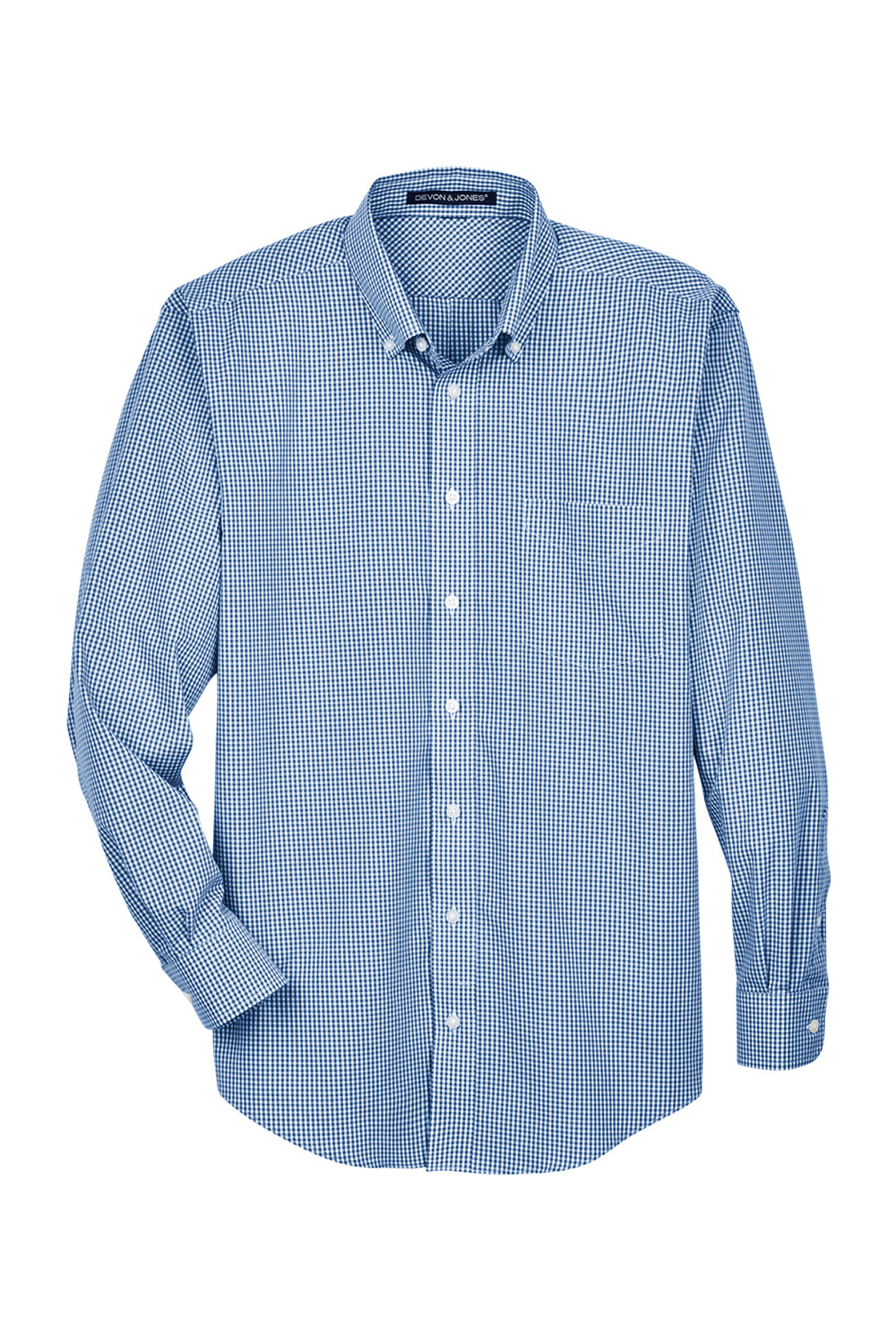 Devon & Jones D640 Mens Crown Woven Collection Wrinkle Resistant Long Sleeve Button Down Shirt w/ Pocket French Blue Flat Front