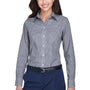 Devon & Jones Womens Crown Woven Collection Wrinkle Resistant Long Sleeve Button Down Shirt - Navy Blue