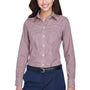 Devon & Jones Womens Crown Woven Collection Wrinkle Resistant Long Sleeve Button Down Shirt - Burgundy