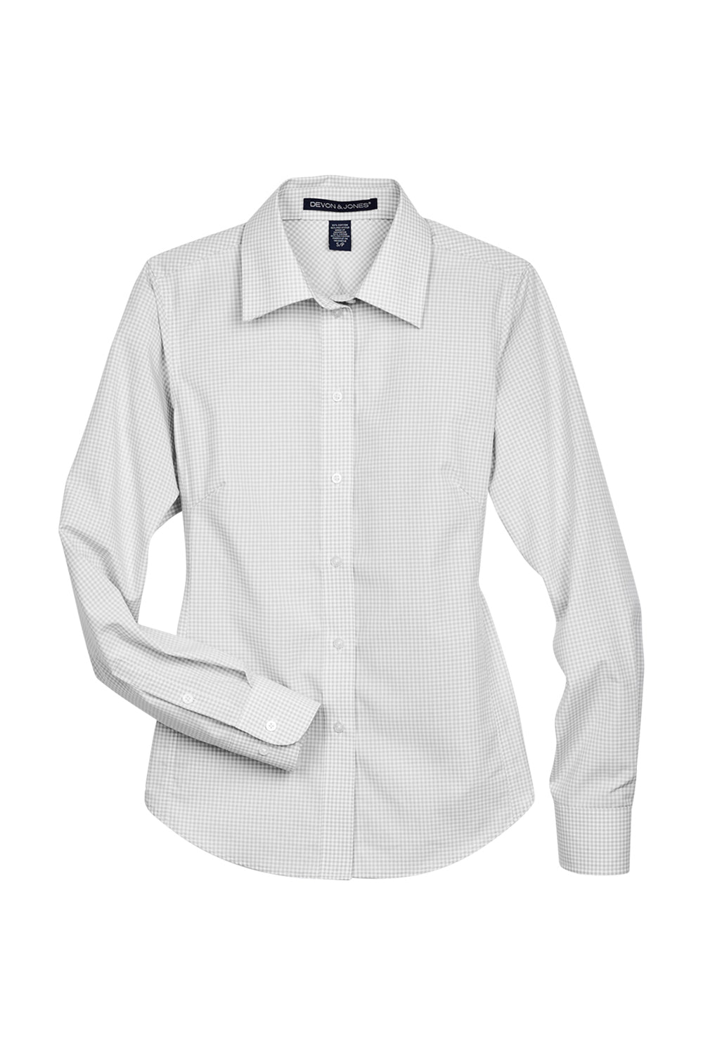 Devon & Jones D640W Womens Crown Woven Collection Wrinkle Resistant Long Sleeve Button Down Shirt Silver Grey Flat Front