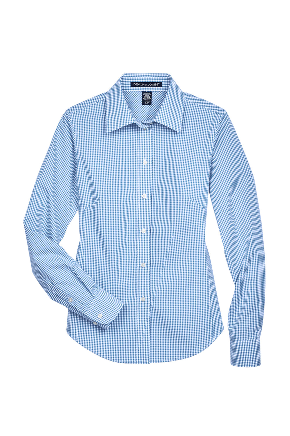 Devon & Jones D640W Womens Crown Woven Collection Wrinkle Resistant Long Sleeve Button Down Shirt French Blue Flat Front