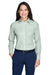 Devon & Jones D645W Womens Crown Woven Collection Wrinkle Resistant Long Sleeve Button Down Shirt Dill Green Model Front