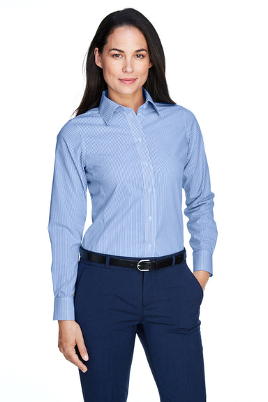 Devon & Jones D645W Womens Crown Woven Collection Wrinkle Resistant Long Sleeve Button Down Shirt French Blue Model Front