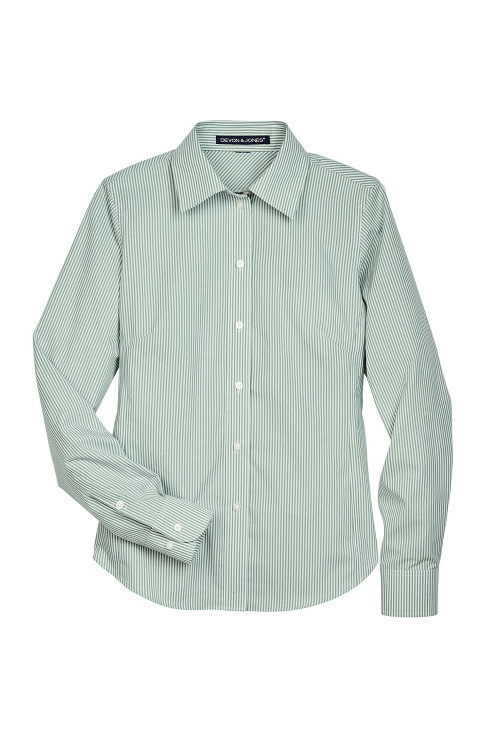 Devon & Jones D645W Womens Crown Woven Collection Wrinkle Resistant Long Sleeve Button Down Shirt Dill Green Flat Front