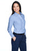 Devon & Jones D645W Womens Crown Woven Collection Wrinkle Resistant Long Sleeve Button Down Shirt French Blue Model 3q