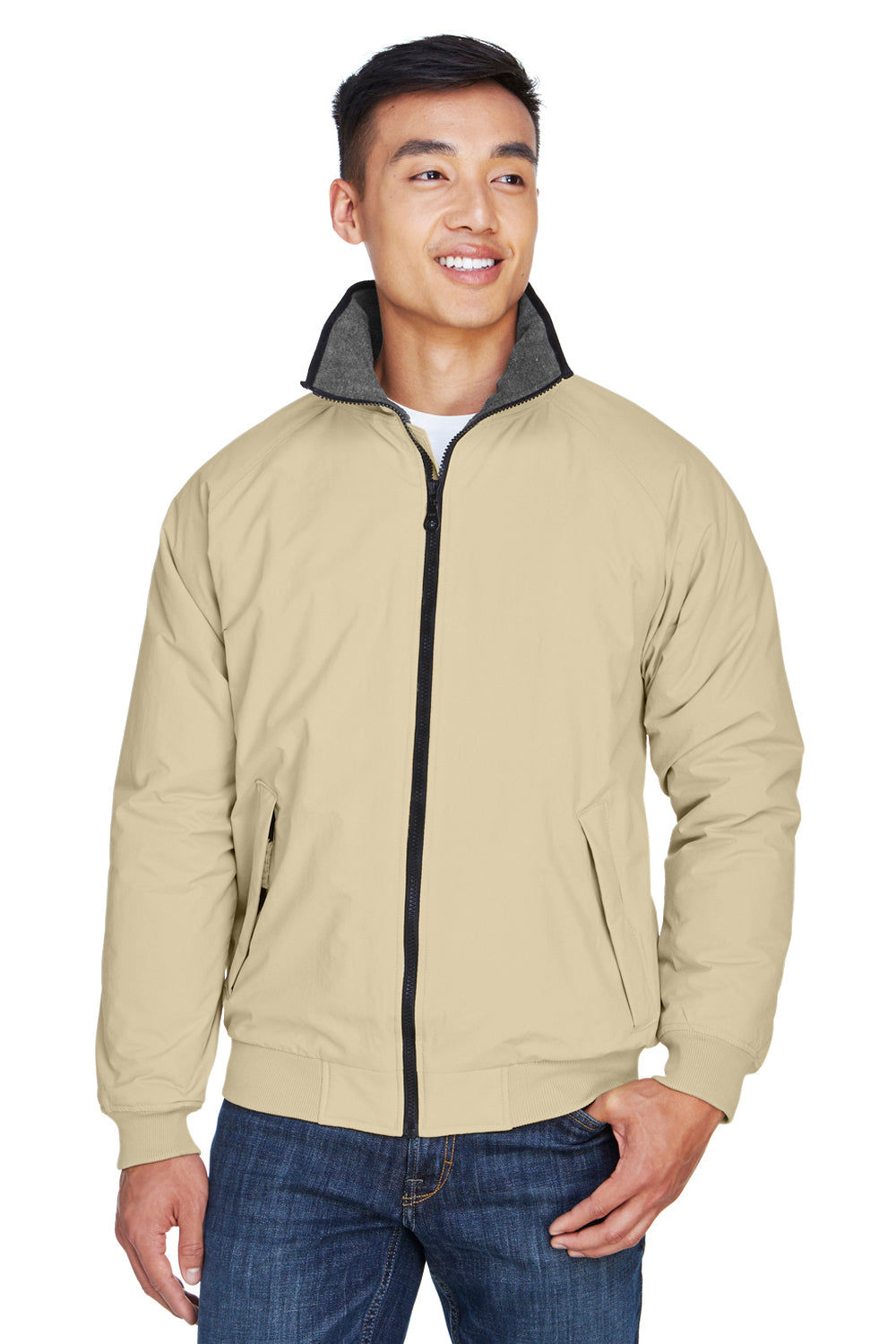 Devon & Jones D700 Mens Classic Full Zip Jacket Stone Model Front