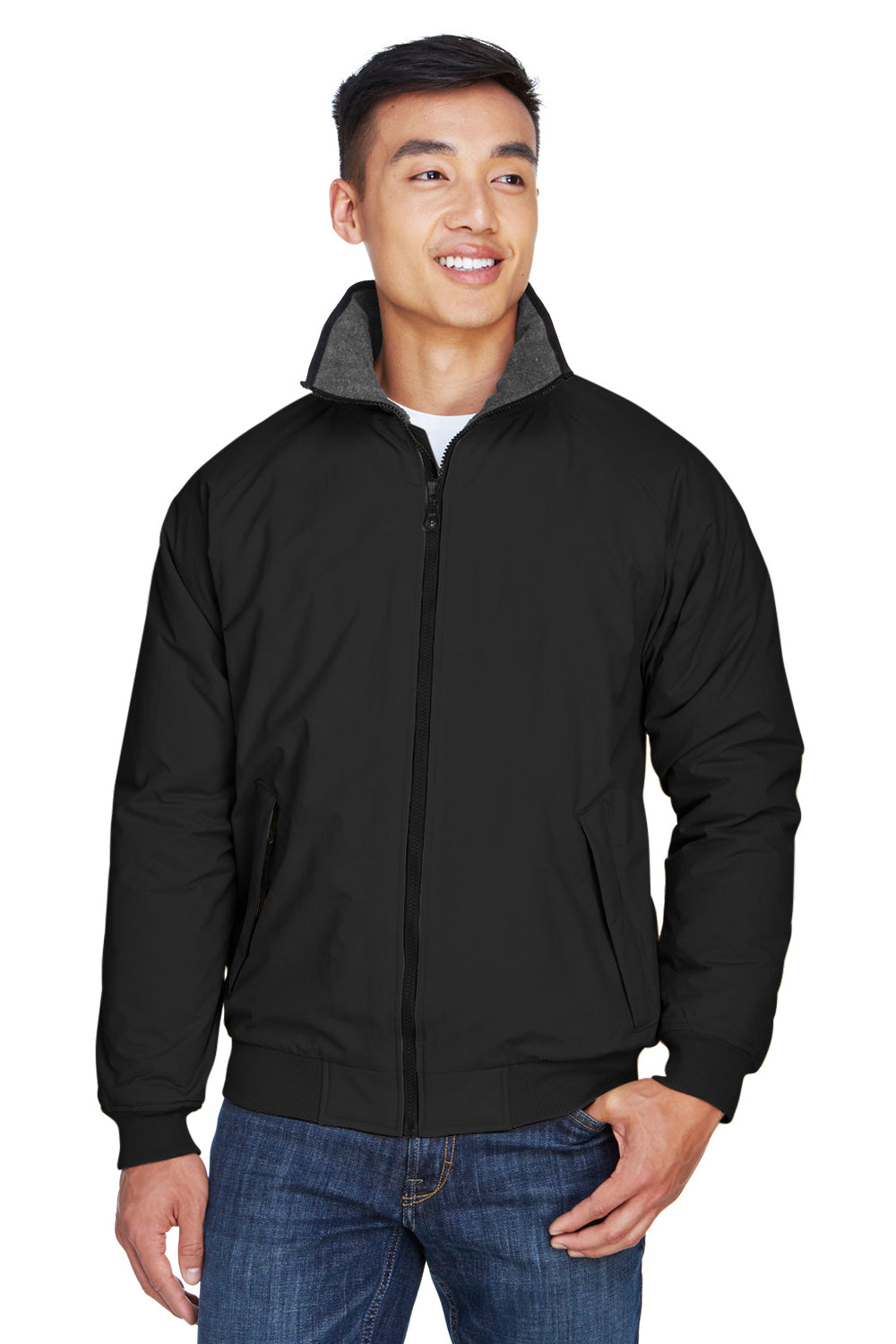 Devon & Jones D700 Mens Classic Full Zip Jacket Black Model Front