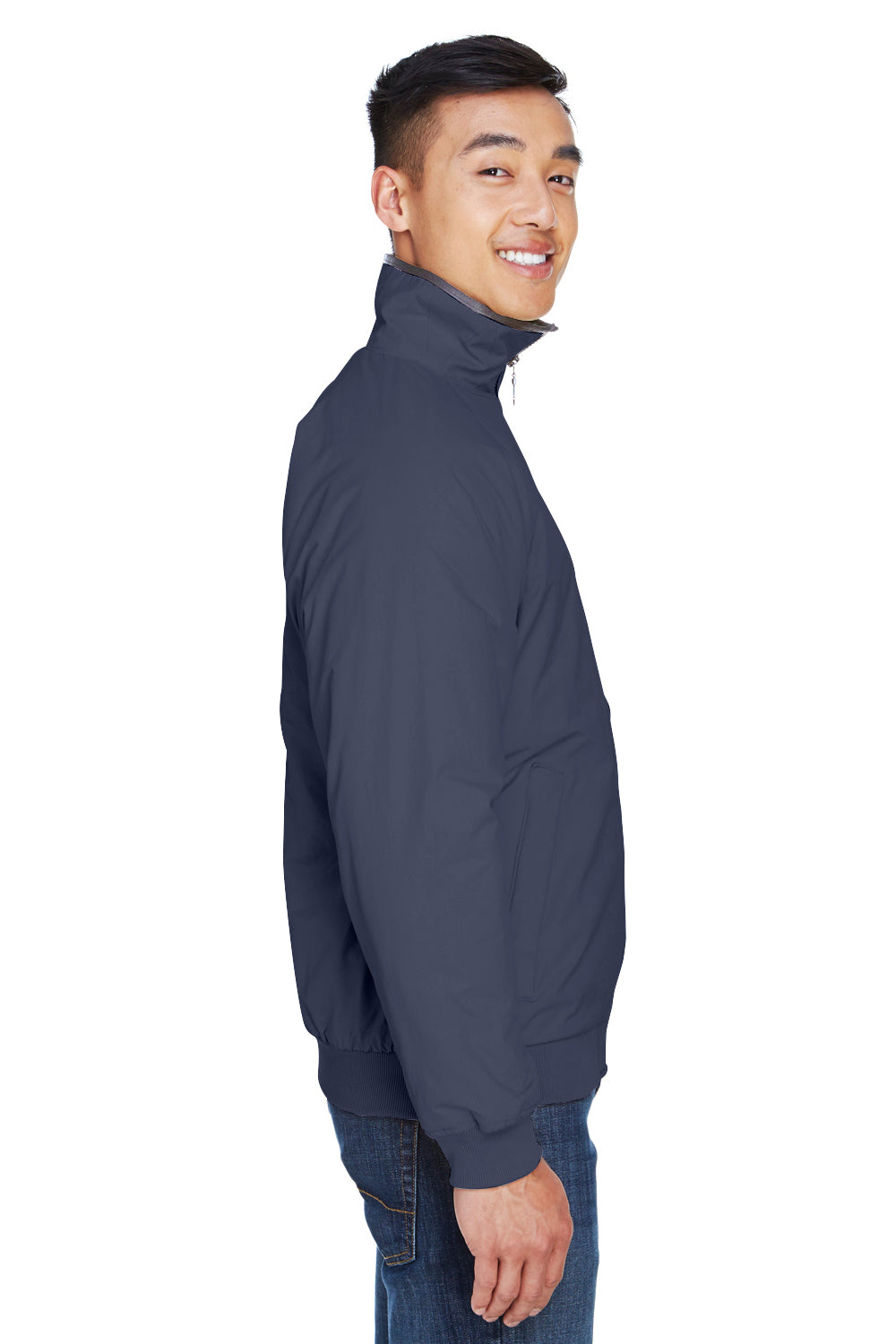 Devon & Jones D700 Mens Classic Full Zip Jacket Navy Blue Model Side